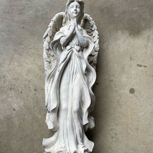 28” Divine Guidance: Vintage Praying Angel Garden Statue: Large